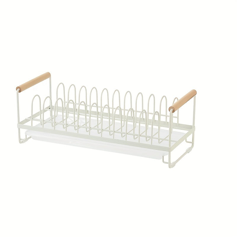 Space-Saving Dish Storage Rack with Chopsticks & Bowl Holder – Compact Kitchen Dish Drain Rack with Drain Board