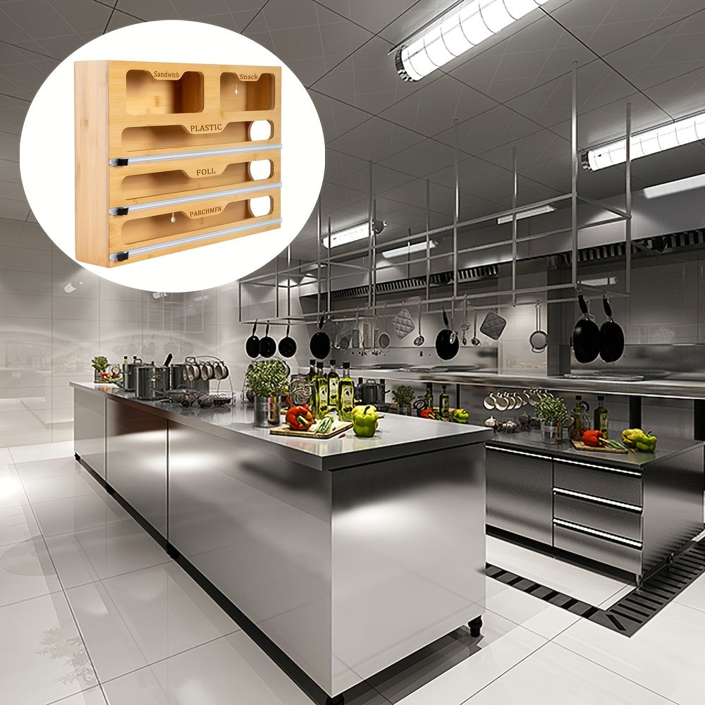 Multi-Purpose Kitchen Storage Rack – 5-in-1 Plastic Wrap, Foil & Bag Organizer for Drawers & Cabinets