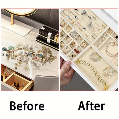 4pcs Velvet Jewelry Storage Rack – Multi-Grid Display Boards for Rings, Earrings & Accessories
