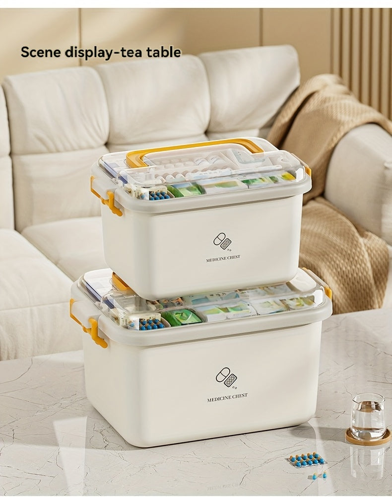 Home Care Medicine Box – Portable Multi-Layer Plastic First Aid and Medicine Organizer