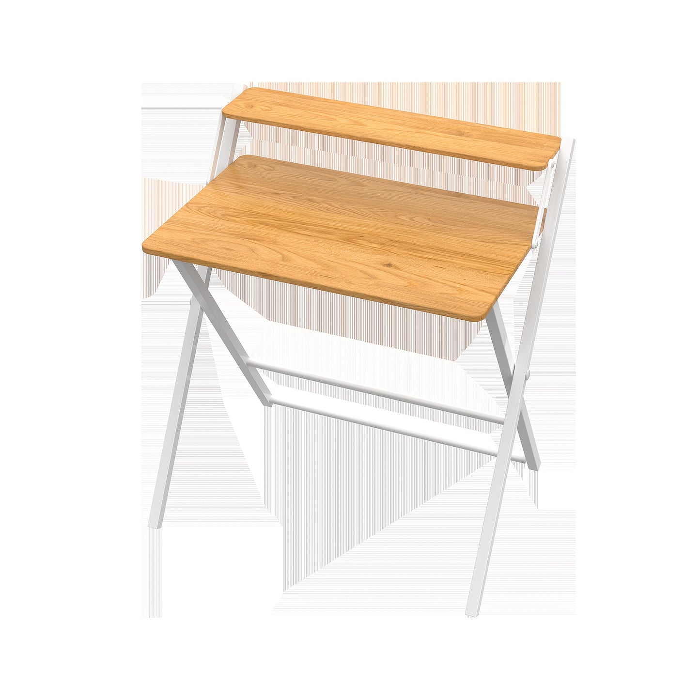Space-Saving 2-Tier Folding Desk with Shelf – Portable Laptop & Study Table, Modern Wood Finish, No Assembly