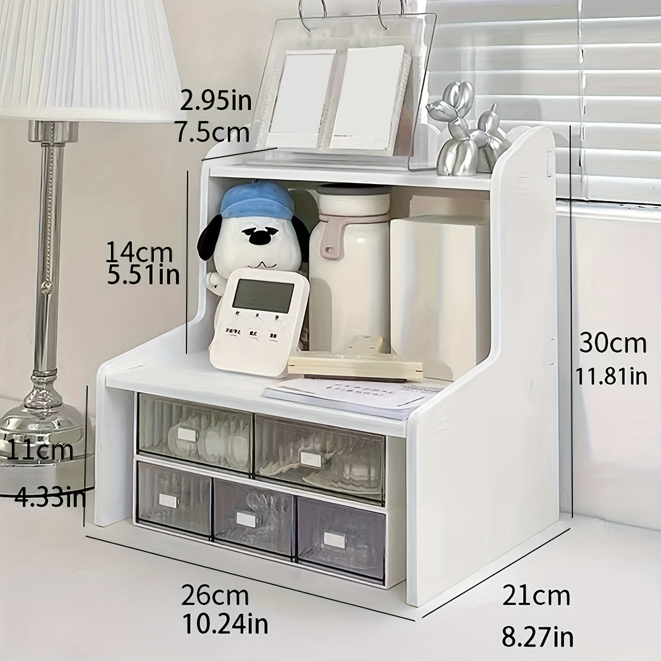 Wooden Desktop Storage Rack – White Cosmetics and Student Desk Organizer