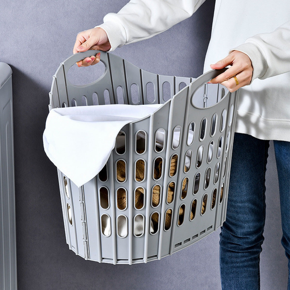 Modern Foldable Laundry Basket – Multi-Compartment Clothes Storage