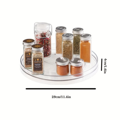 360° Rotating Turntable Storage Box – Divided Transparent Container for Condiments and Food