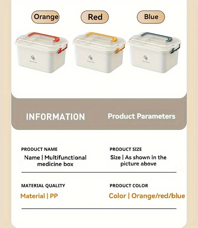 Home Care Medicine Box – Portable Multi-Layer Plastic First Aid and Medicine Organizer