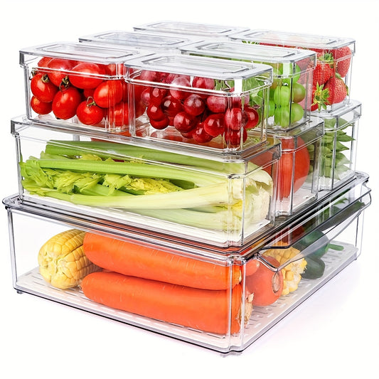 10PS Fridge Food Storage Container Stackable With Lid