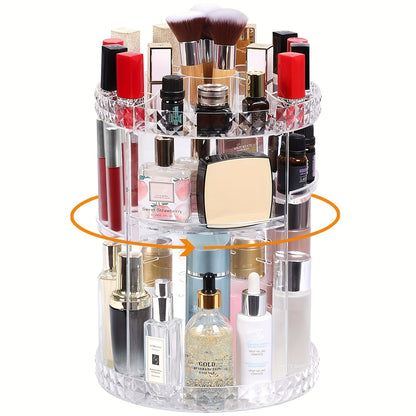 360° Rotating Cosmetic Display Case – Adjustable Makeup Organizer for Vanity & Bathroom