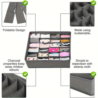 3pcs Fabric Drawer Organizers – Foldable Storage Dividers for Clothes, Underwear, Socks, Bras