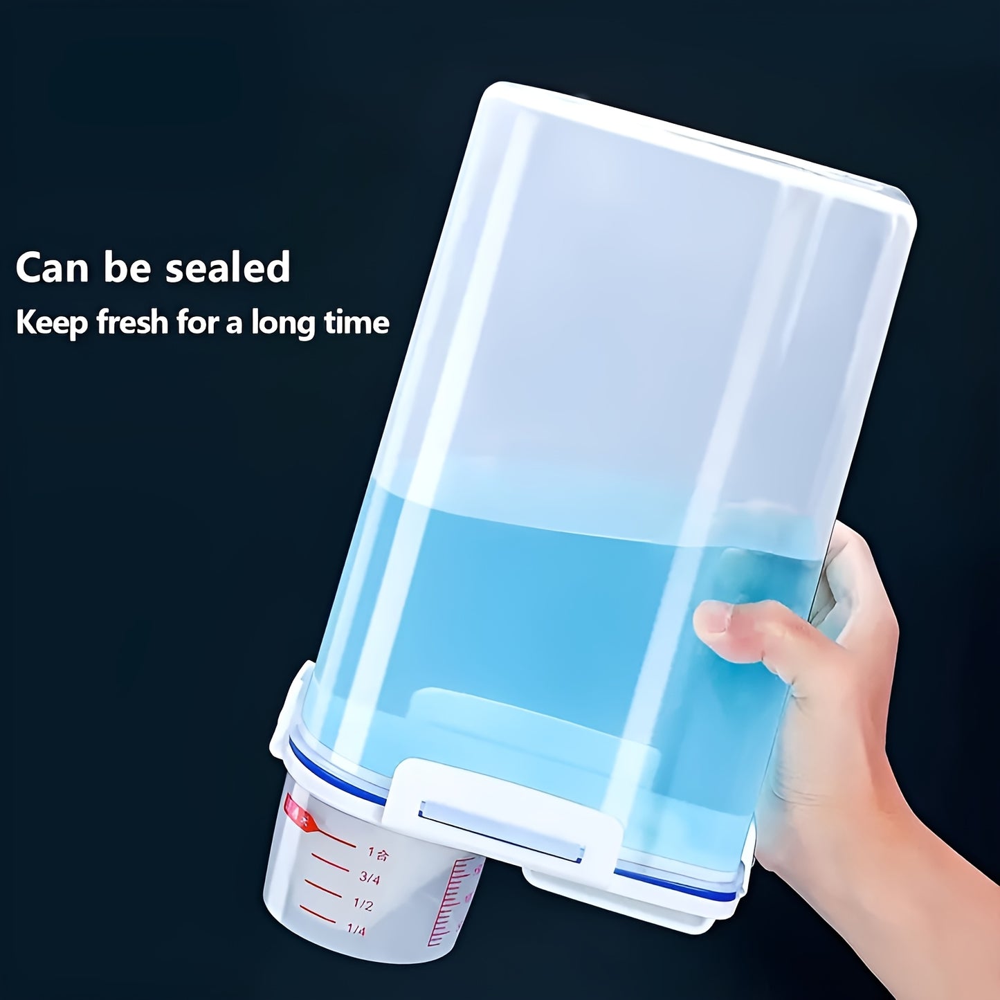 1.5kg/2kg Food Storage Container with Measuring Cup – Moisture-Proof Plastic Jar