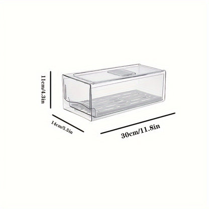 Stackable Refrigerator Organizer – Transparent PET Storage Drawer for Fruits, Vegetables, Meats, and Eggs