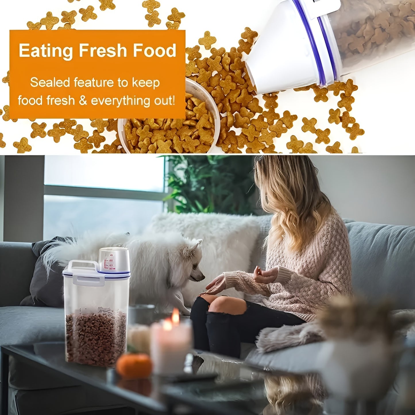 1.5kg/2kg Food Storage Container with Measuring Cup – Moisture-Proof Plastic Jar