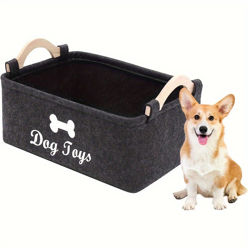 Cozy Felt Pet Toy Storage Box – Organize Toys, Blankets, Leashes & Food