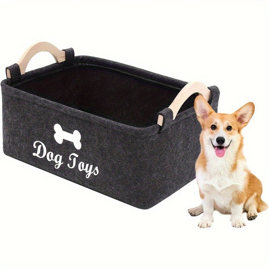 Cozy Felt Pet Toy Storage Box – Organize Toys, Blankets, Leashes & Food