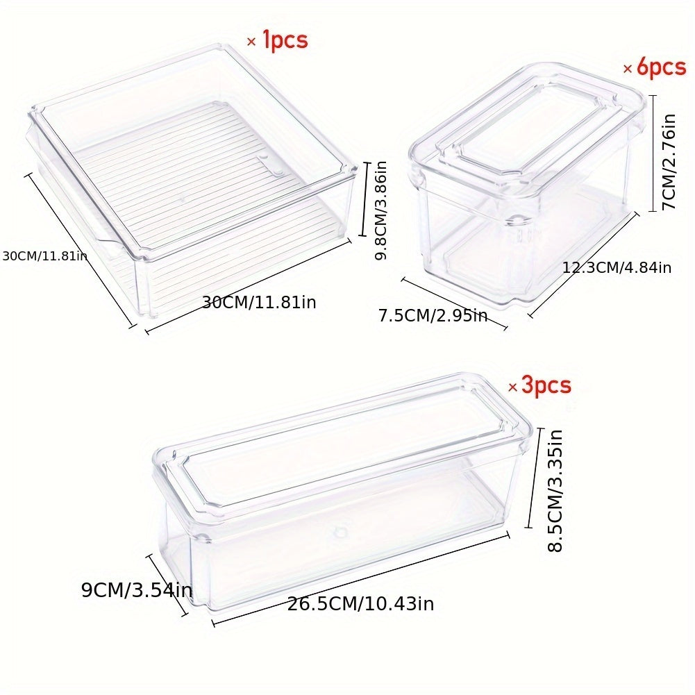 10PS Fridge Food Storage Container Stackable With Lid