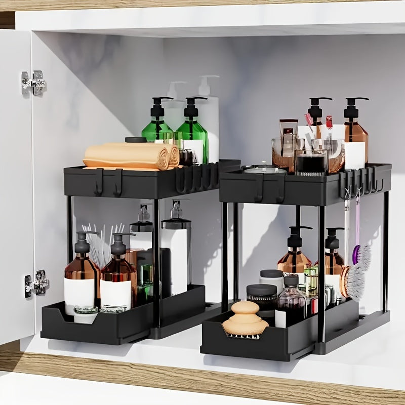 2-Tier Pull-Out Under-Sink Organizer – Space-Saving Kitchen & Bathroom Storage Rack