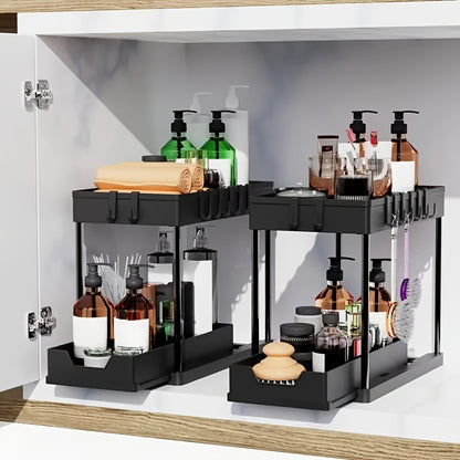 2-Tier Pull-Out Under-Sink Organizer – Space-Saving Kitchen & Bathroom Storage Rack