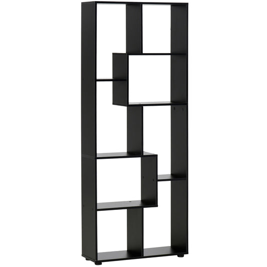 8-Tier Freestanding Bookcase w/ Melamine Surface Anti-Tipping Foot Pads Home Display Storage Grid Stand Bedroom Living Room Furniture Modern Style- Black