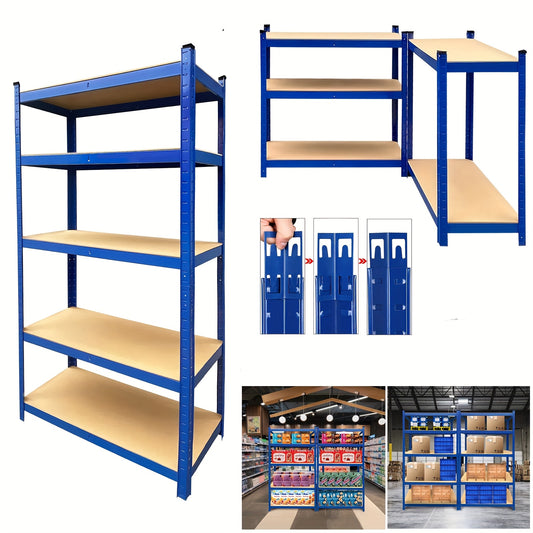 Heavy-Duty 5 Tier Blue Metal Garage Shelving Unit – 875kg Capacity Storage Rack for Home, Kitchen, Utility Room & Warehouse