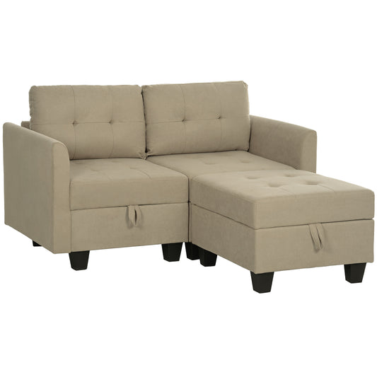 'L' Shape Modular Storage Sofa- Light Brown
