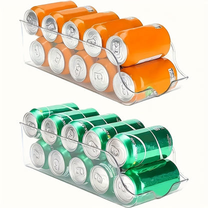 Clear Plastic Refrigerator Organizer Bin with Soda Can Dispenser & Beverage Holder – Fridge, Freezer & Pantry Storage