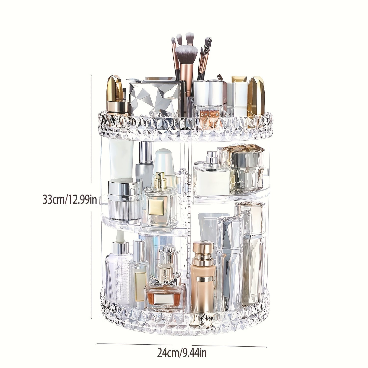 360° Rotating Cosmetic Display Case – Adjustable Makeup Organizer for Vanity & Bathroom