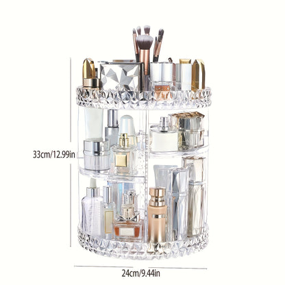 360° Rotating Cosmetic Display Case – Adjustable Makeup Organizer for Vanity & Bathroom