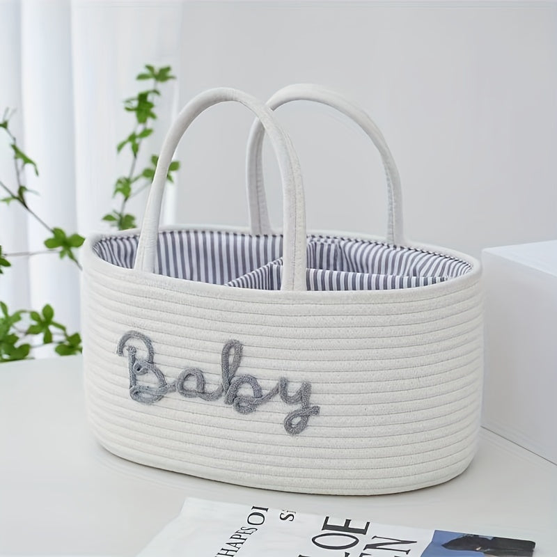 1pc Woven Storage Basket – Portable Organizer for Bedroom, Kitchen, Bathroom & Mother Bag Storage