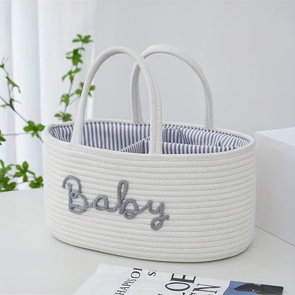 1pc Woven Storage Basket – Portable Organizer for Bedroom, Kitchen, Bathroom & Mother Bag Storage