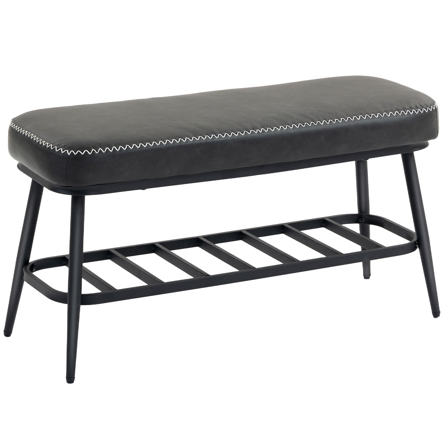PU Leather Shoe Storage Bench- Charcoal Grey