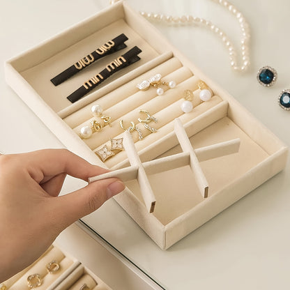 4pcs Velvet Jewelry Storage Rack – Multi-Grid Display Boards for Rings, Earrings & Accessories