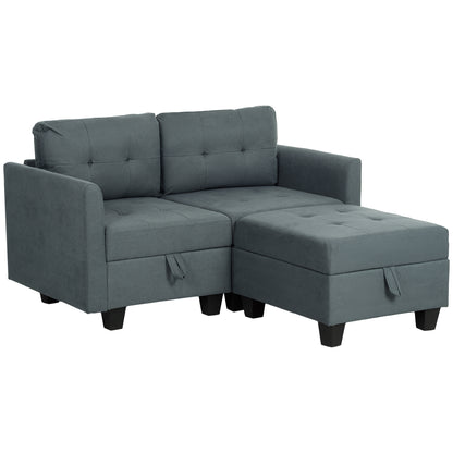'L' Shape Modular Storage Sofa- Dark Grey