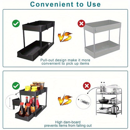 2-Tier Pull-Out Under-Sink Organizer – Space-Saving Kitchen & Bathroom Storage Rack