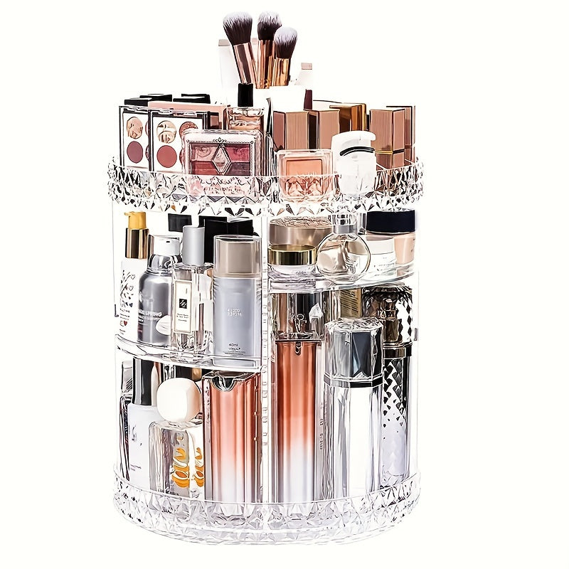 360° Rotating Cosmetic Display Case – Adjustable Makeup Organizer for Vanity & Bathroom