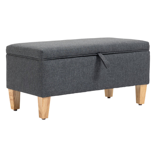 30L Linen Storage Ottoman, Dark Grey