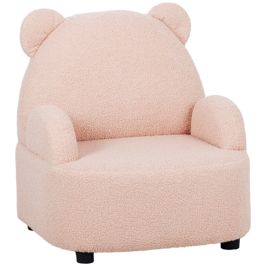 Kids Armchair, Bear Shaped Toddler Chair for Bedroom Playroom Living Room, Aged 18 Months to 3 Years- Pink