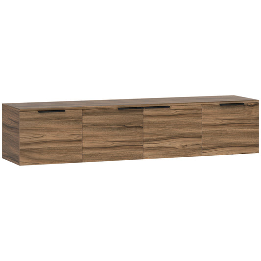 Floating TV Unit, 150 cm Wall Mounted TV Stand Cabinet with Shelves and Doors, Entertainment Media Console for Living Room, Bedroom, Rustic Brown