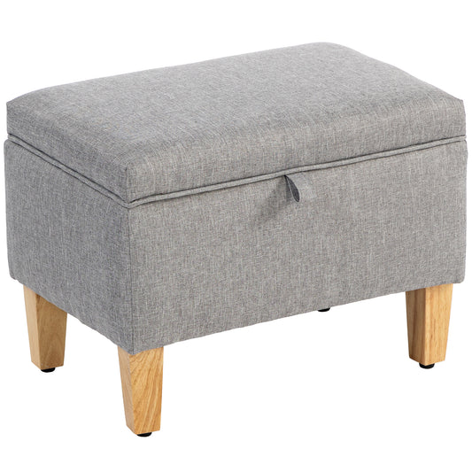 16L Linen Storage Ottoman, Light Grey