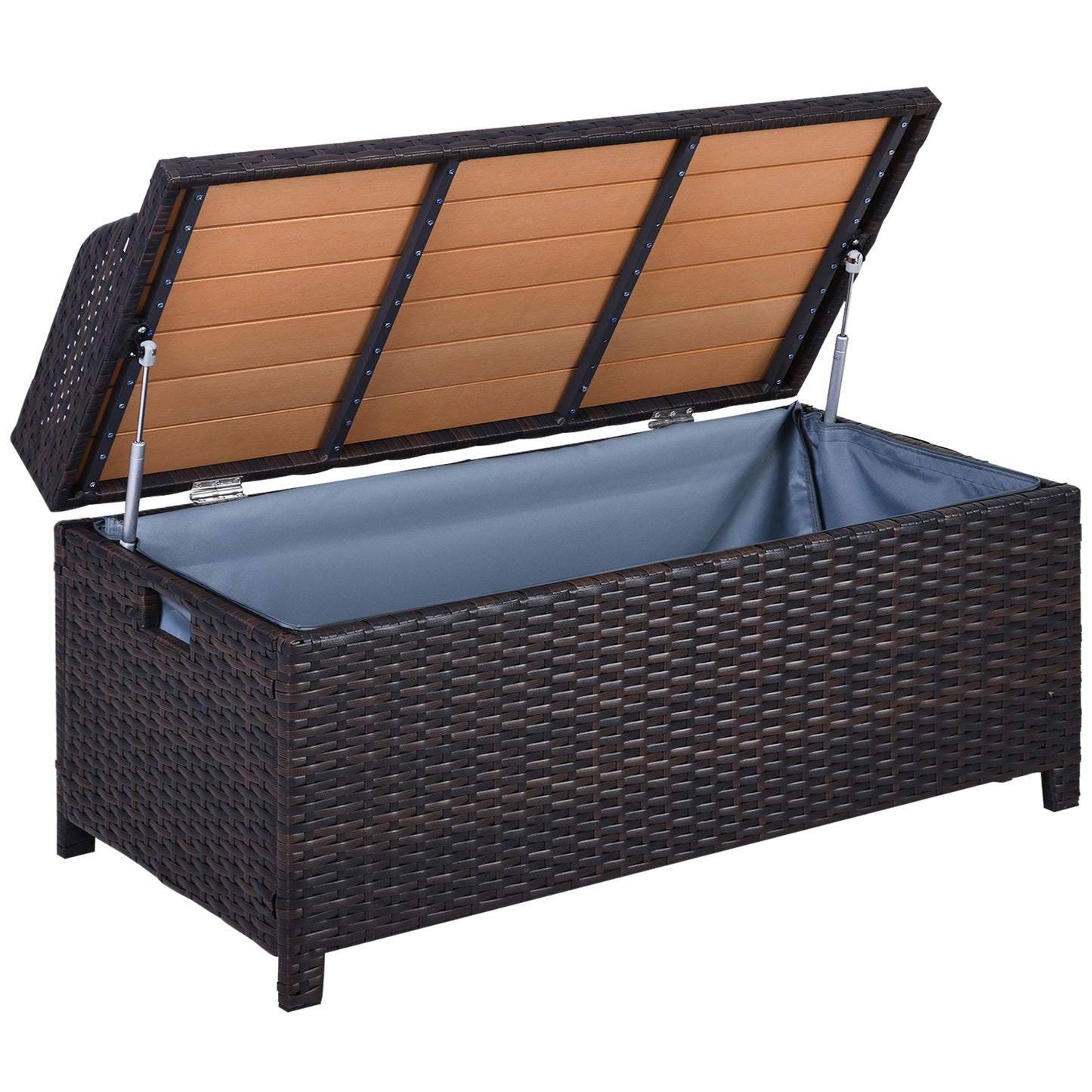 130 L Rattan Garden Storage Box, with Seat- Mixed Brown