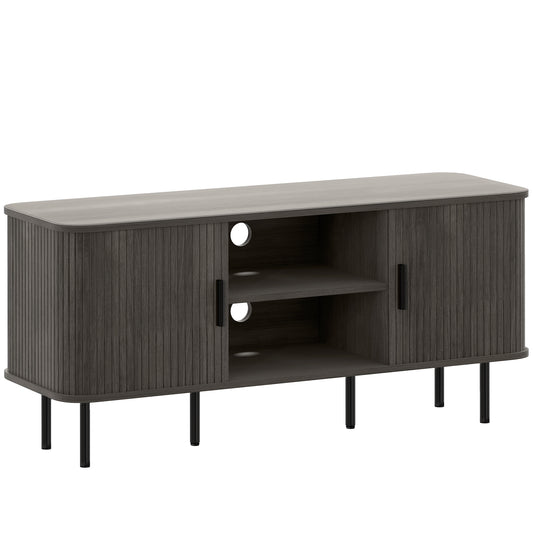 TV Unit with Storage Shelves and Cupboard, Grey