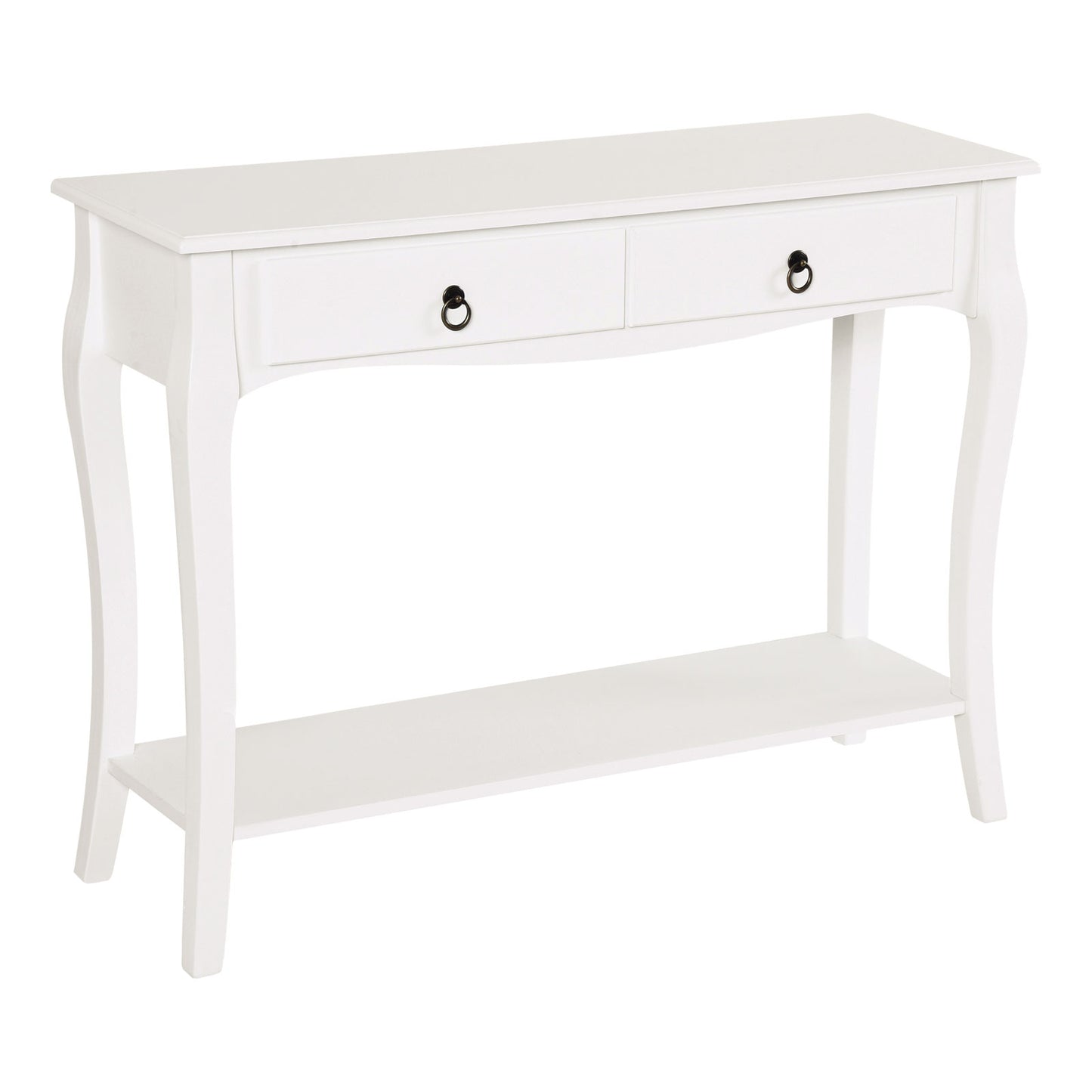Console Table Modern Sofa Side Desk with Storage Shelves Drawers Ivory White