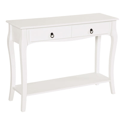 Console Table Modern Sofa Side Desk with Storage Shelves Drawers Ivory White