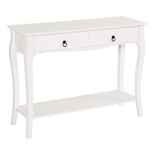 Console Table Modern Sofa Side Desk with Storage Shelves Drawers Ivory White