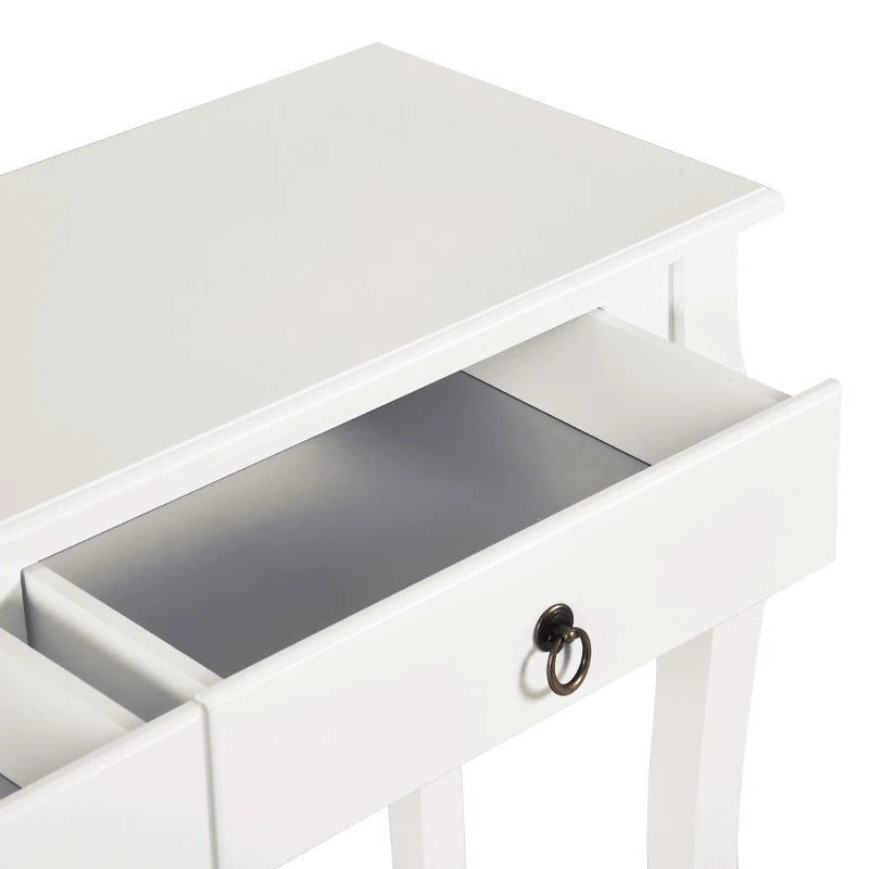 Console Table Modern Sofa Side Desk with Storage Shelves Drawers Ivory White