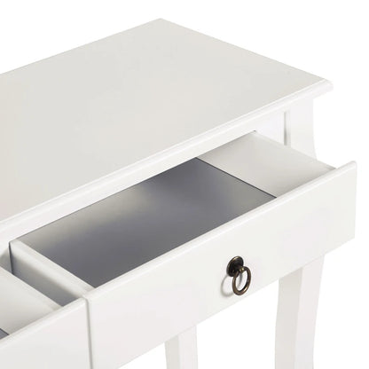 Console Table Modern Sofa Side Desk with Storage Shelves Drawers Ivory White