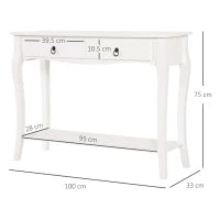 Console Table Modern Sofa Side Desk with Storage Shelves Drawers Ivory White