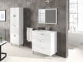 Valdo Bathroom Vanity Sink With Undersink Cupboard White Gloss with sink and mirror