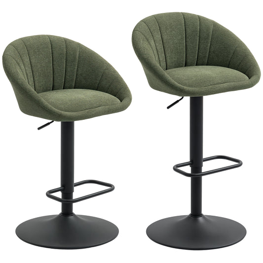 Set of Two Relaxed Tub Bar Stools- Dark Green